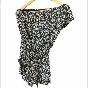 Blue Life Isla Asymmetrical Black Romper Shorts S NWT